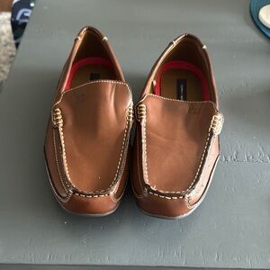 Tommy Hilfiger Brown Leather Slip-On Loafers